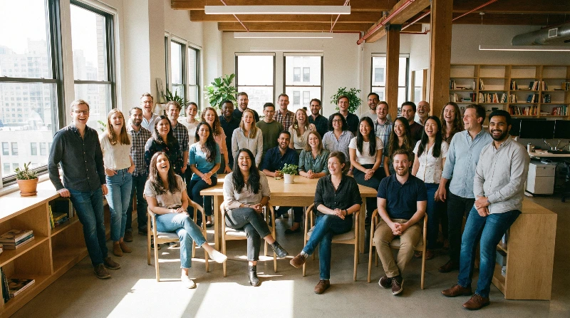 Diverse Office Team Laughing, created using a Nano Banana Prompt