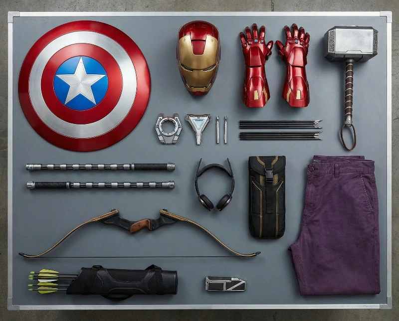 Avengers Knolling Grid, created using a Nano Banana Prompt