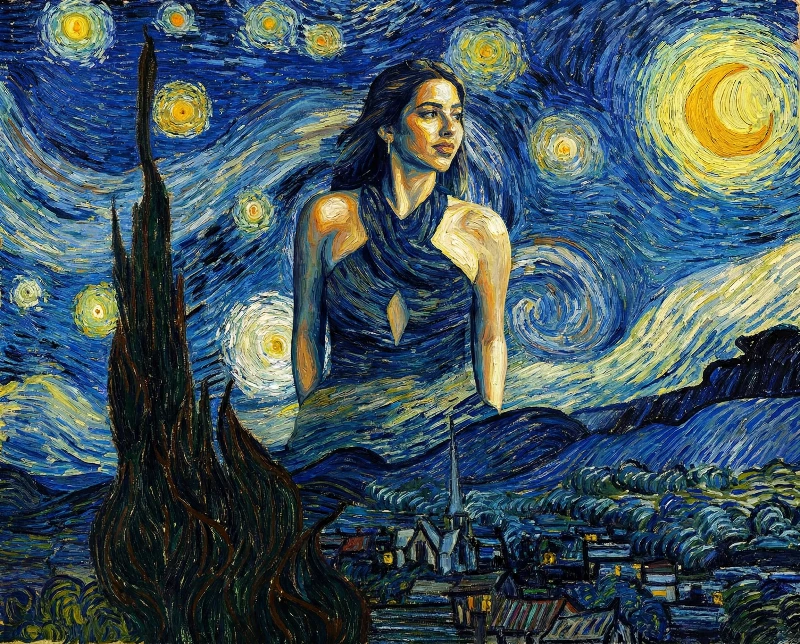 Nano Banana model generation of Starry Night Portrait Fusion