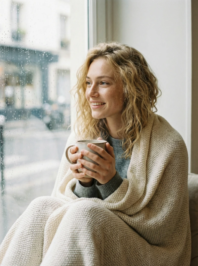 Nano Banana model generation of Cozy Rainy Window Coffee