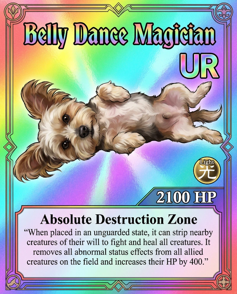 Nano Banana model generation of Rainbow Animal Trading Card
