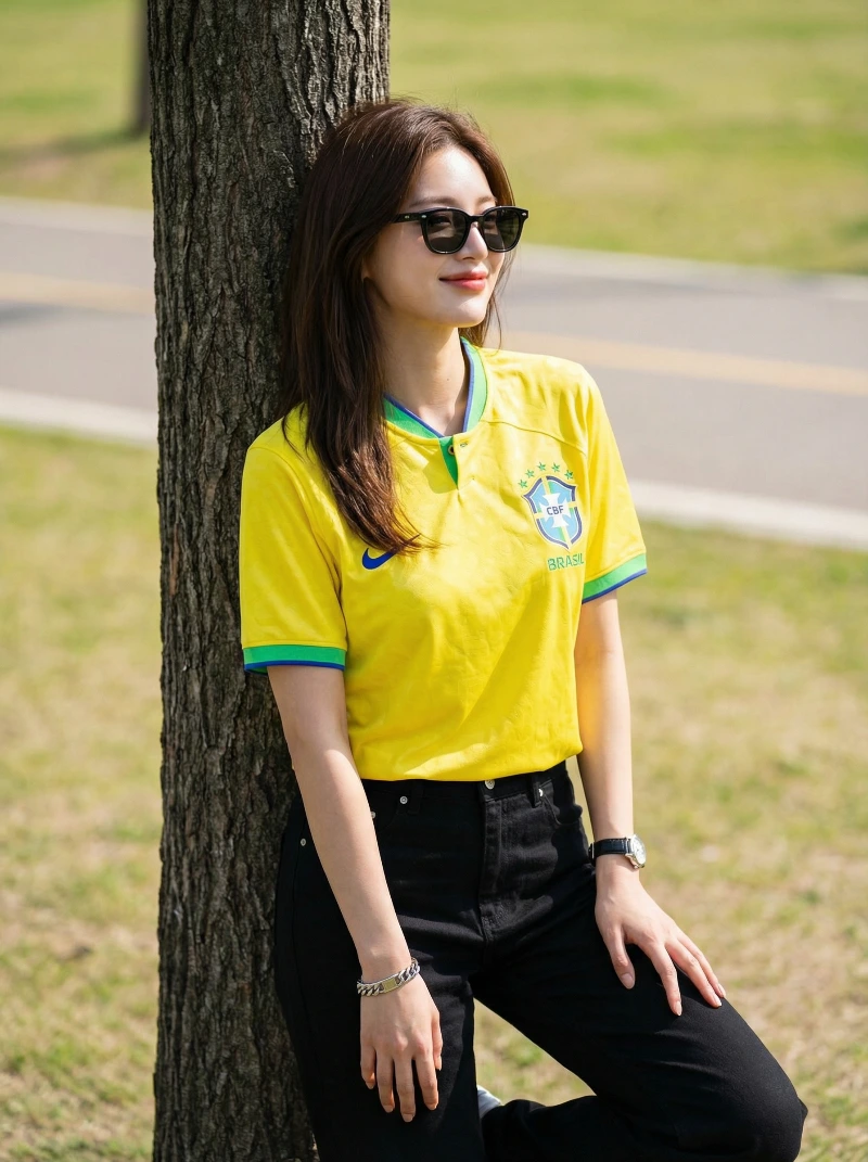 Nano Banana model generation of Sunlit Soccer Jersey Portrait