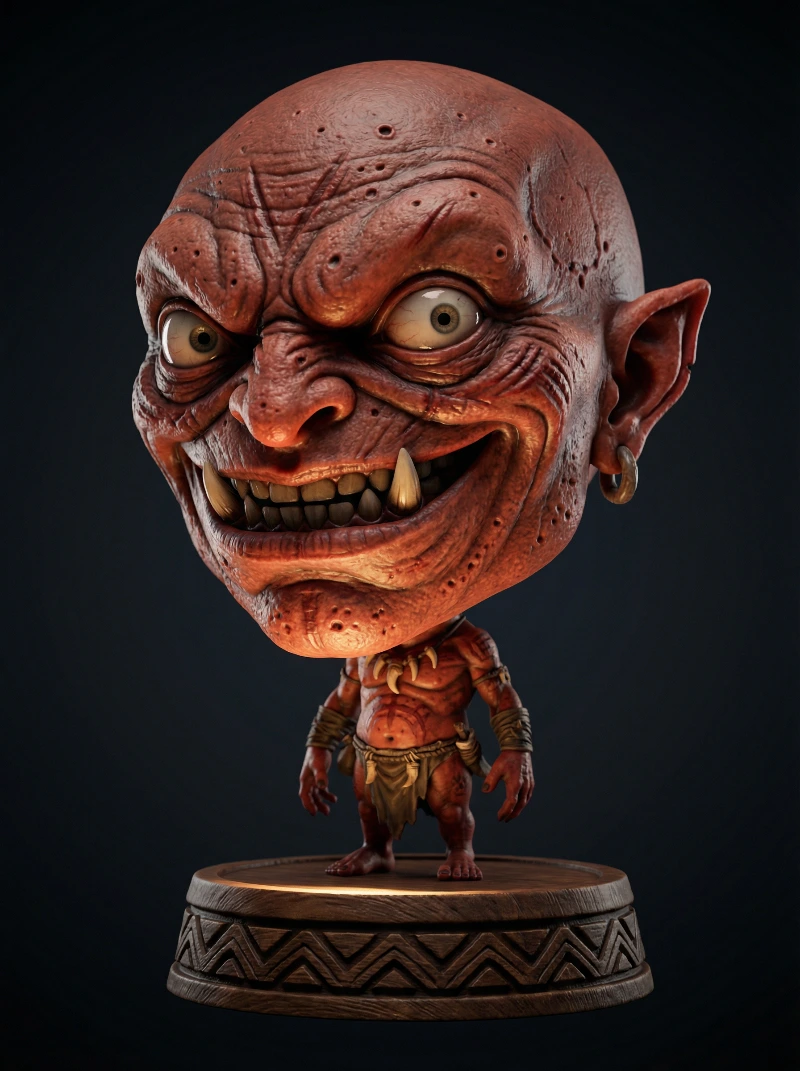 Dramatic Tribal Demon Caricature