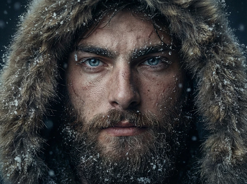 Harsh Winter Survival Portrait, created using a Nano Banana Prompt