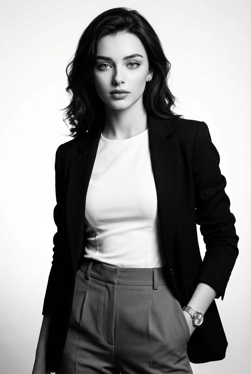 High-Contrast B&W Fashion Portrait