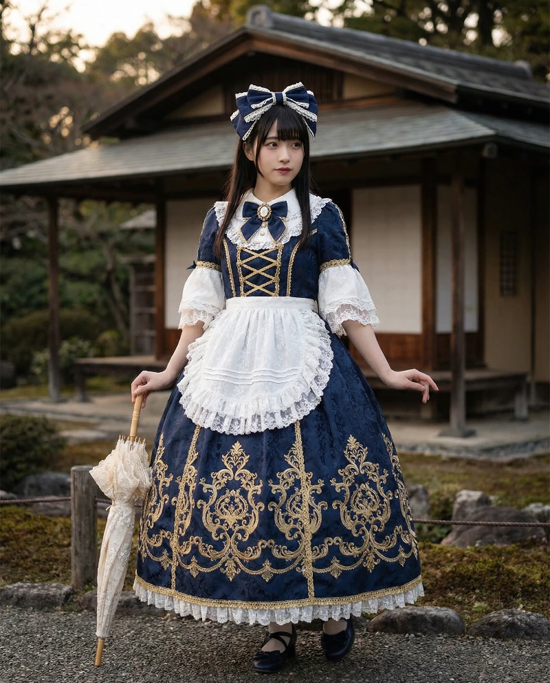 Baroque Navy Lolita Beauty, created using a Nano Banana Prompt