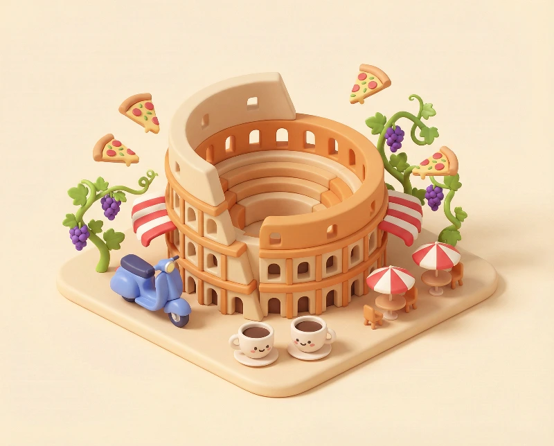 Kawaii Italy 3D Diorama, created using a Nano Banana Prompt
