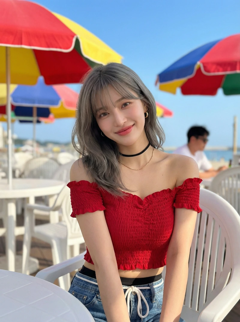 Nano Banana model generation of Beachside Sunny Portrait