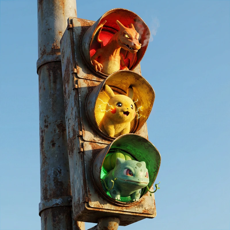 Nano Banana model generation of Pokémon Light Pole 3D