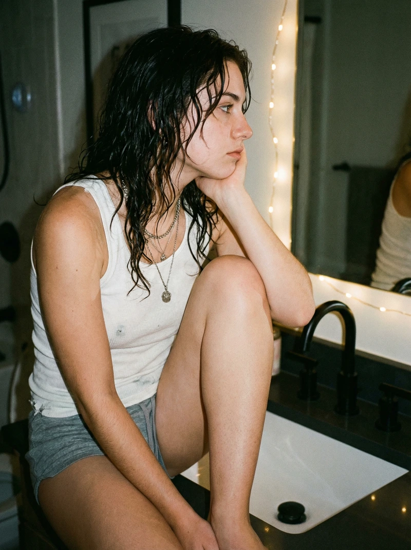 90s Lo-Fi Bathroom Portrait, created using a Nano Banana Prompt