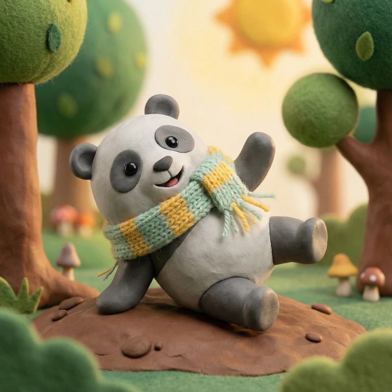 Whimsical Clay Panda Baby, created using a Nano Banana Prompt