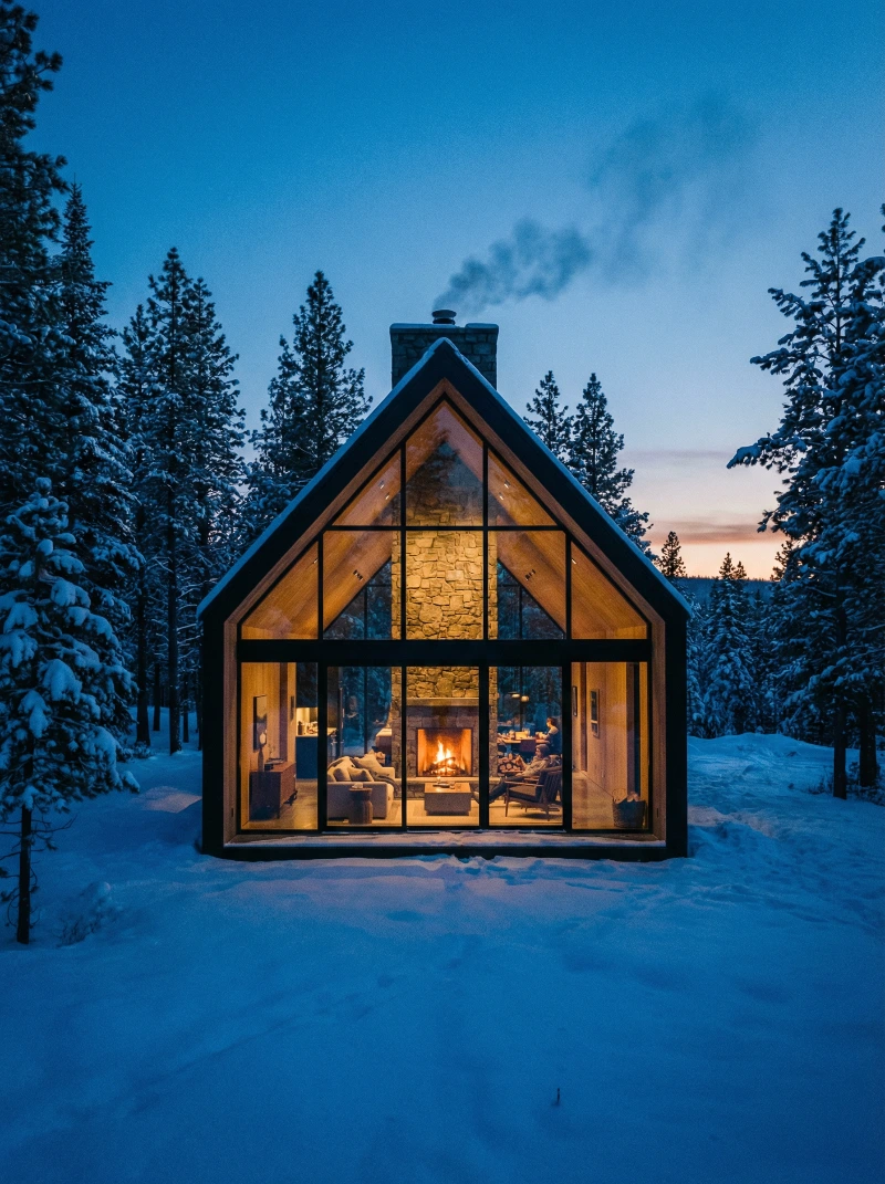 Nano Banana model generation of Twilight A-Frame Cabin