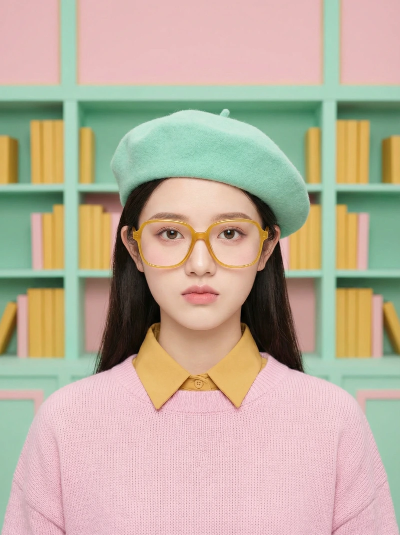 Nano Banana model generation of Pastel Quirky Librarian Port
