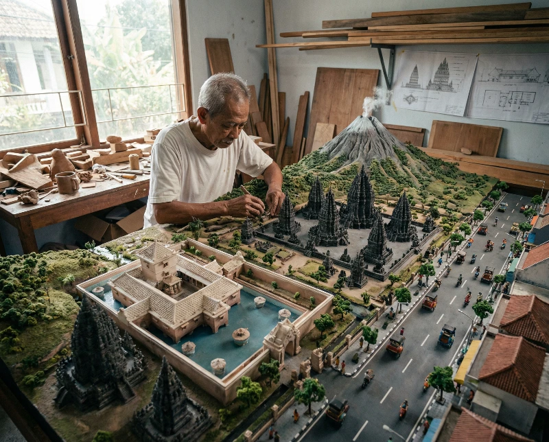 Yogyakarta Diorama Art, created using a Nano Banana Prompt