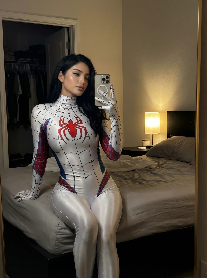 Night Spider Mirror Selfie, created using a Nano Banana Prompt