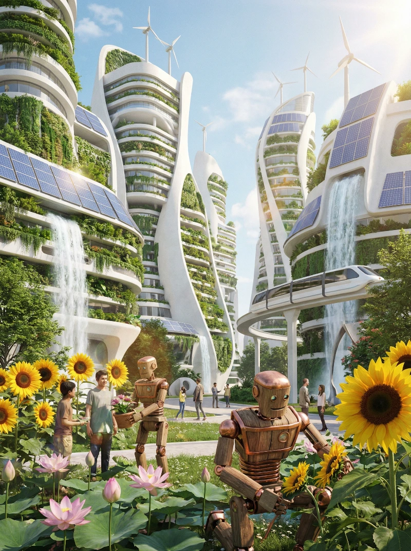 Sunlit Solarpunk City, created using a Nano Banana Prompt