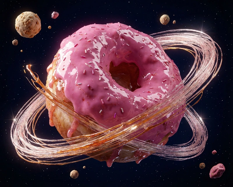 Pink Donut Space Fantasy, created using a Nano Banana Prompt