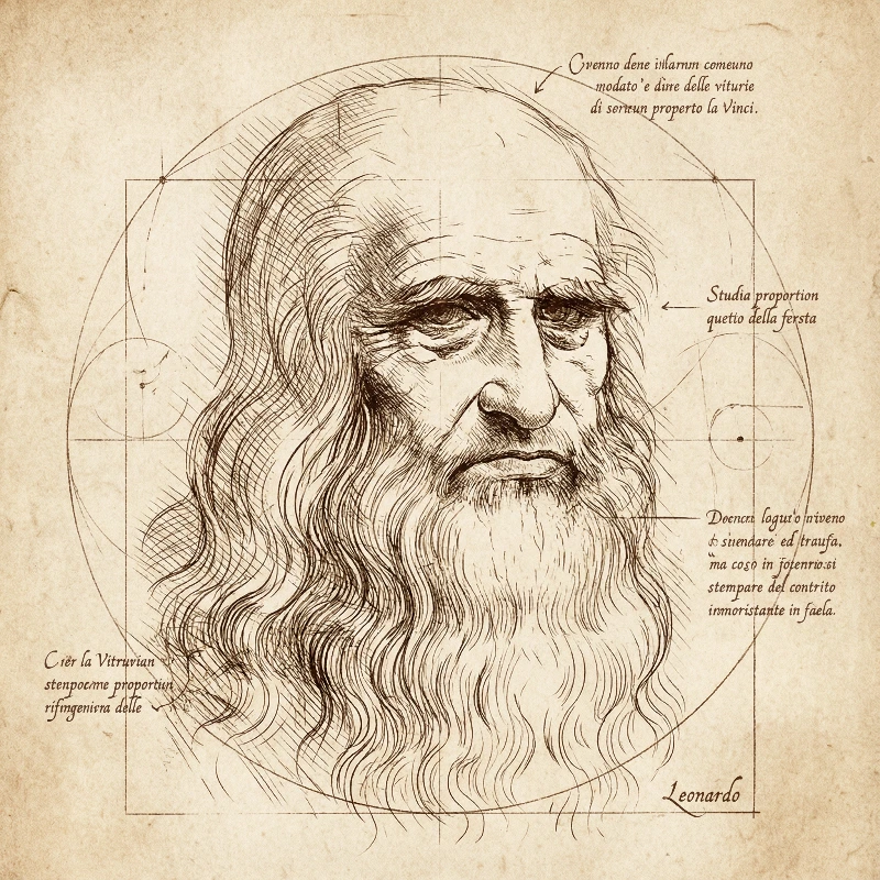 Renaissance Sepia Sketch Portrait