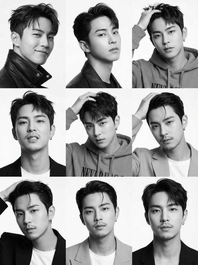 Nano Banana model generation of Trendy 9-Grid Star Portrait