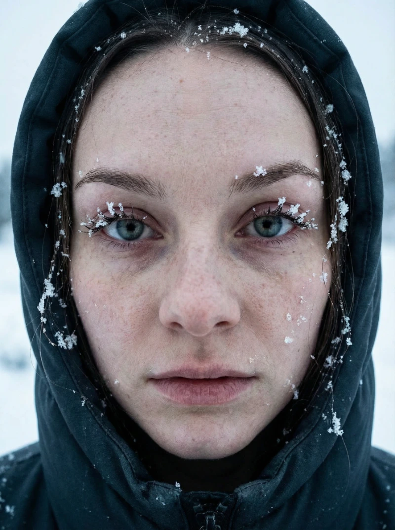 Nano Banana model generation of Winter Close-Up Portrait