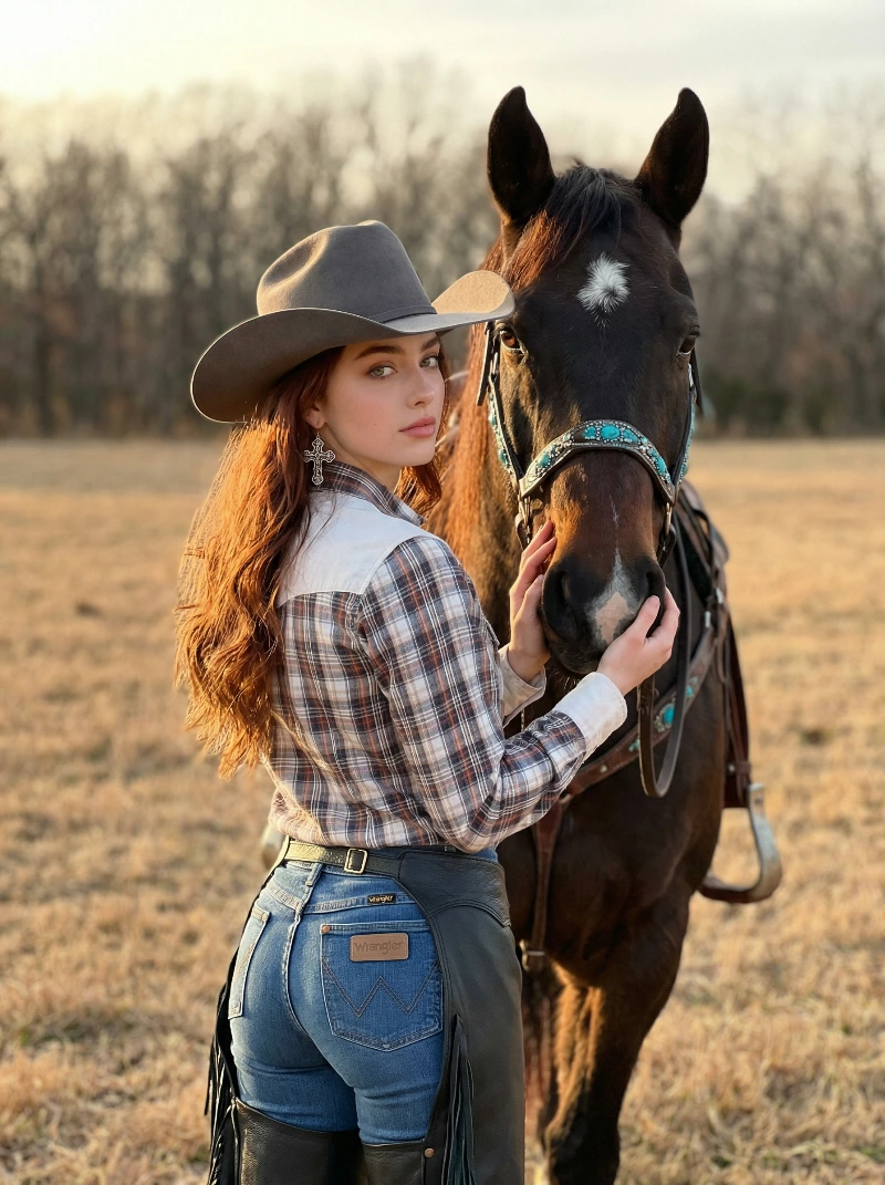 Rustic Cowgirl Horse Connection, created using a Nano Banana Prompt