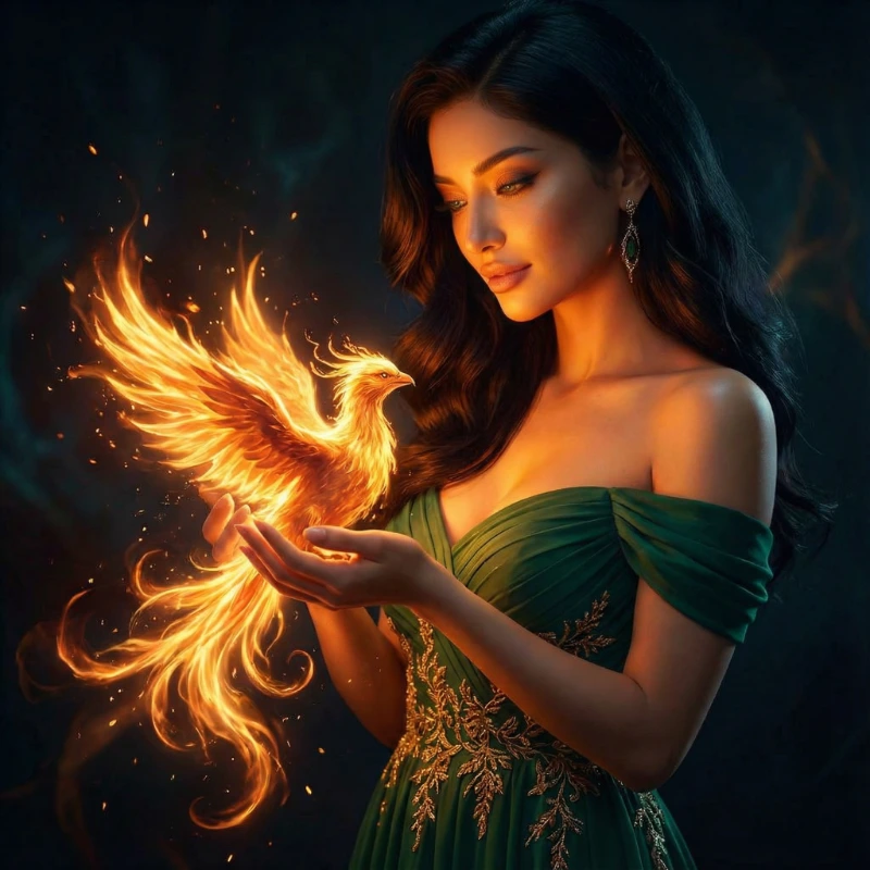 Sorceress Phoenix Glow, created using a Nano Banana Prompt