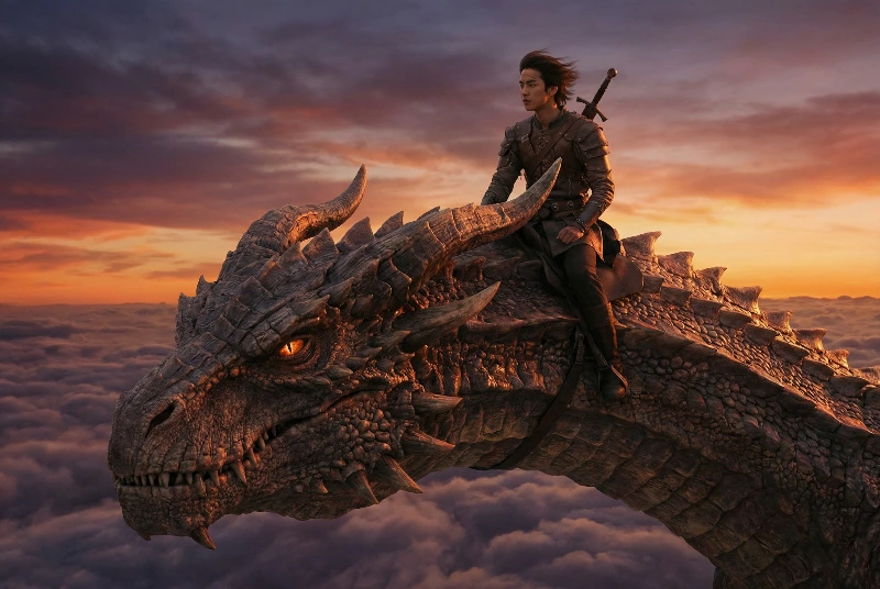 Warrior Dragon Sunset Flight