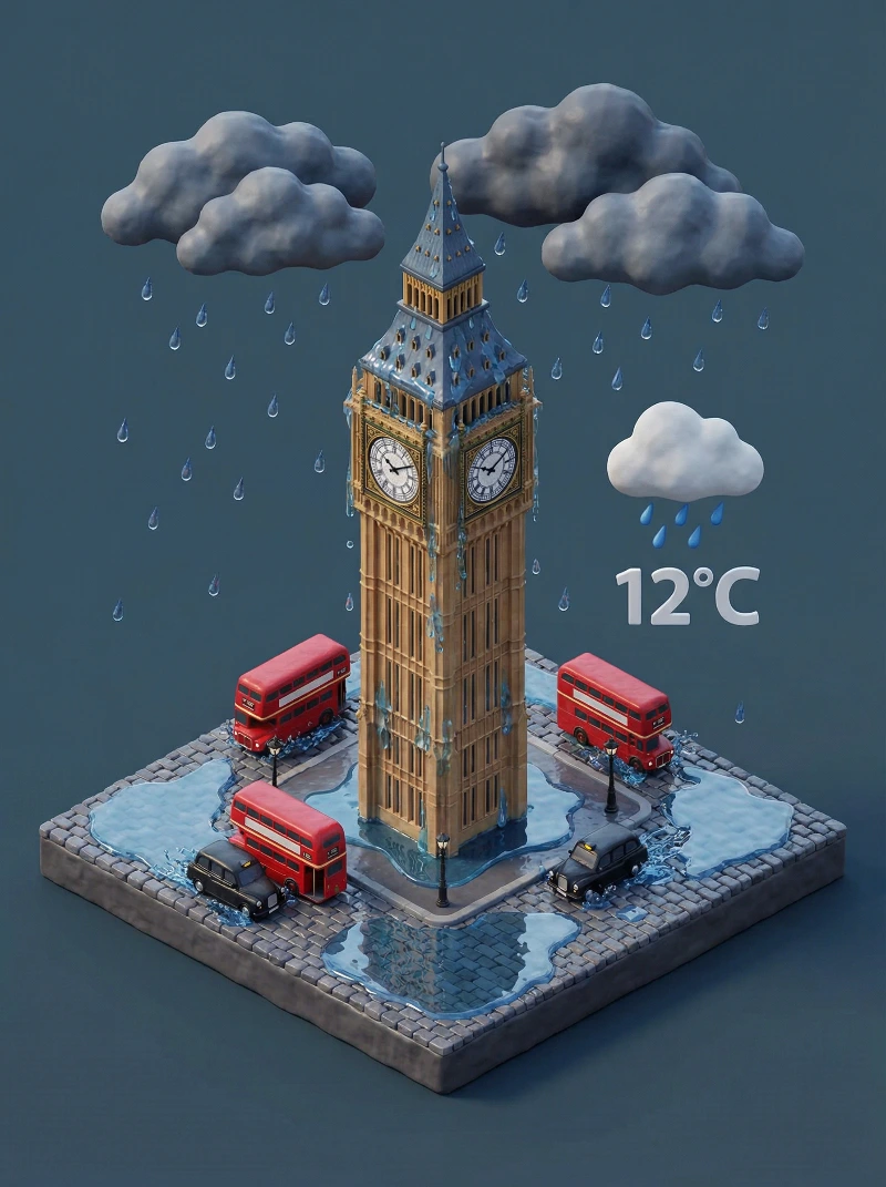 London Rainy 3D Isometric, created using a Nano Banana Prompt