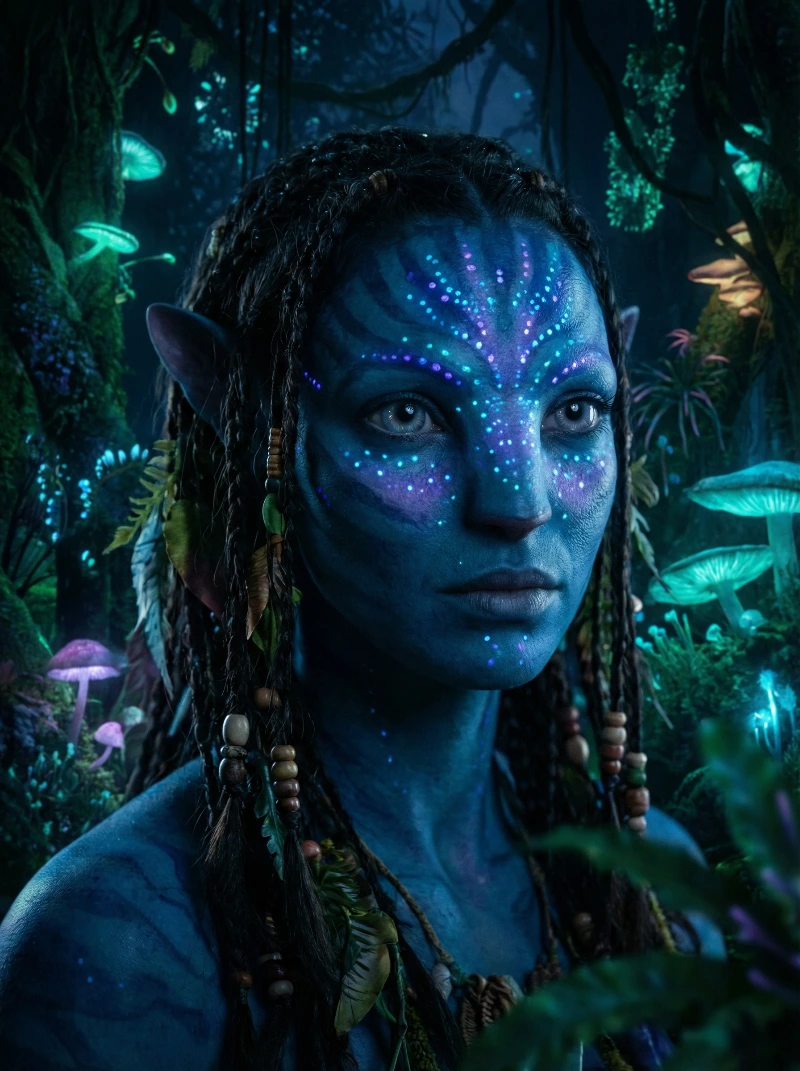 Blue Alien Bioluminescent Portrait