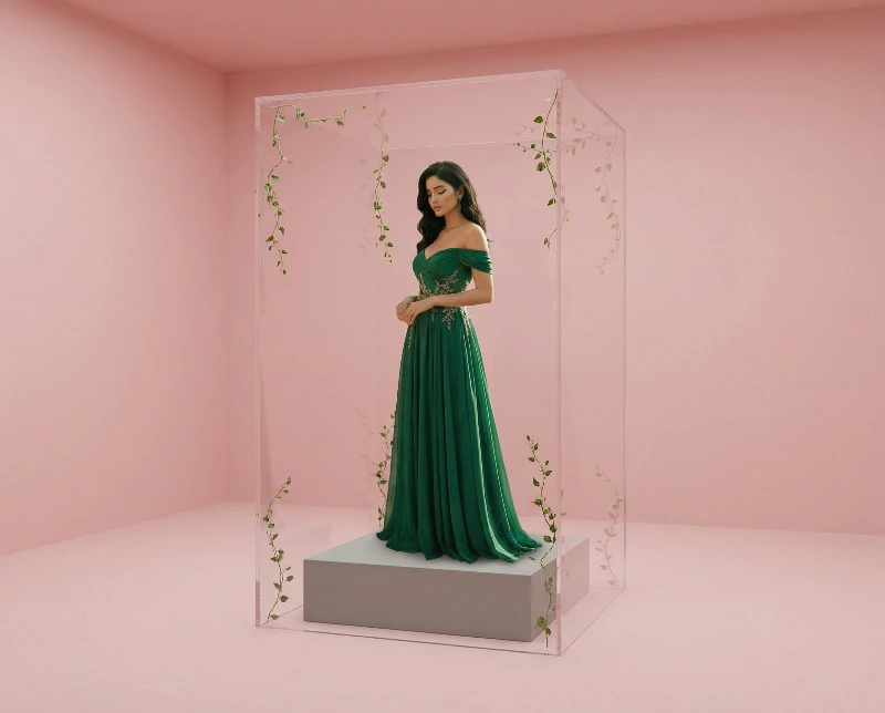 Nano Banana model generation of Minimalist Fashion Exhibition