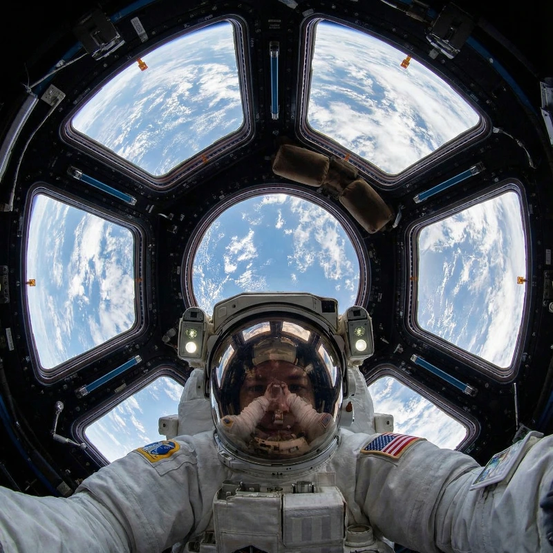 Astronaut Fisheye Earth Selfie