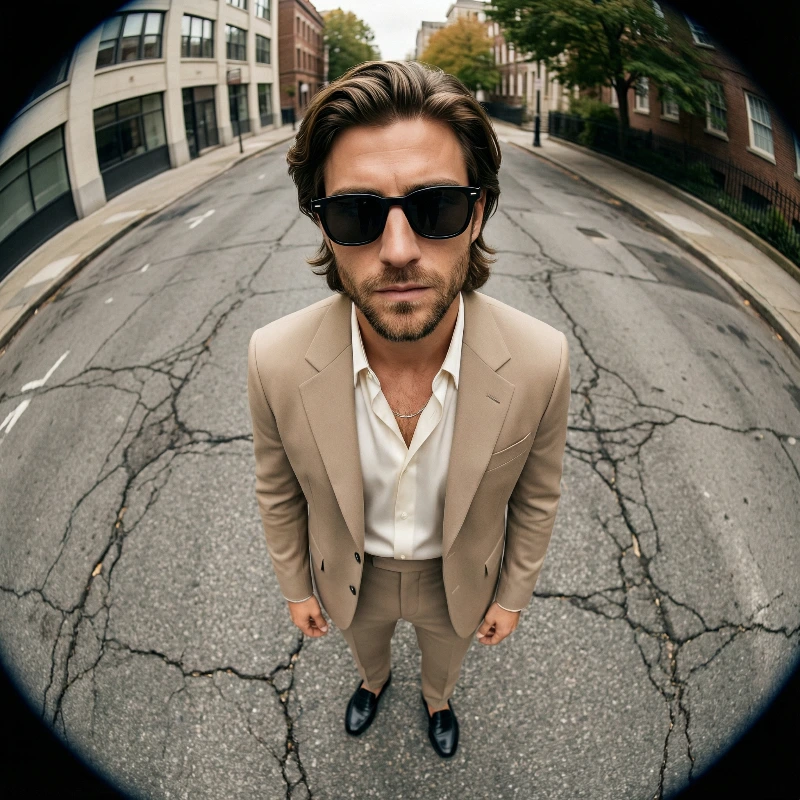 Fisheye High-Angle Fashion Portrayal