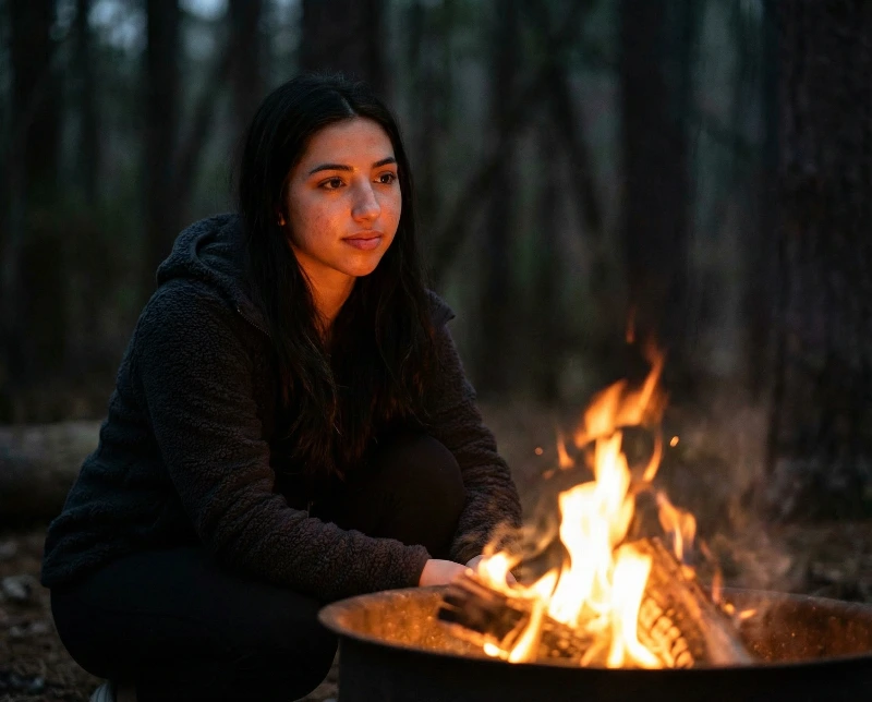 Candid Night Campfire Portrait