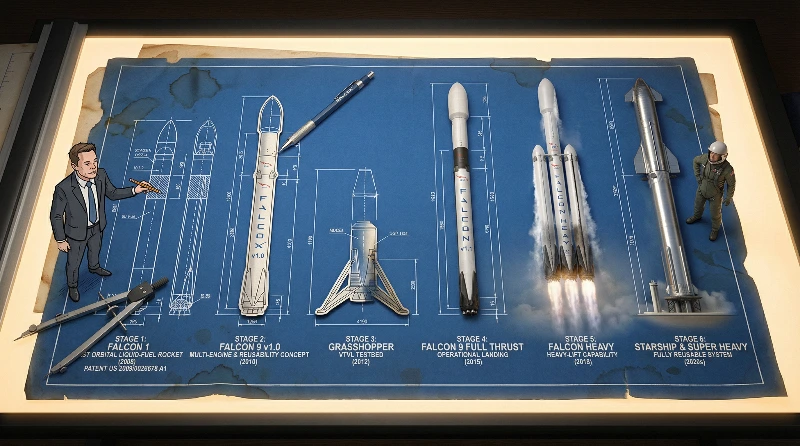 SpaceX Rocket Evolution Blueprint