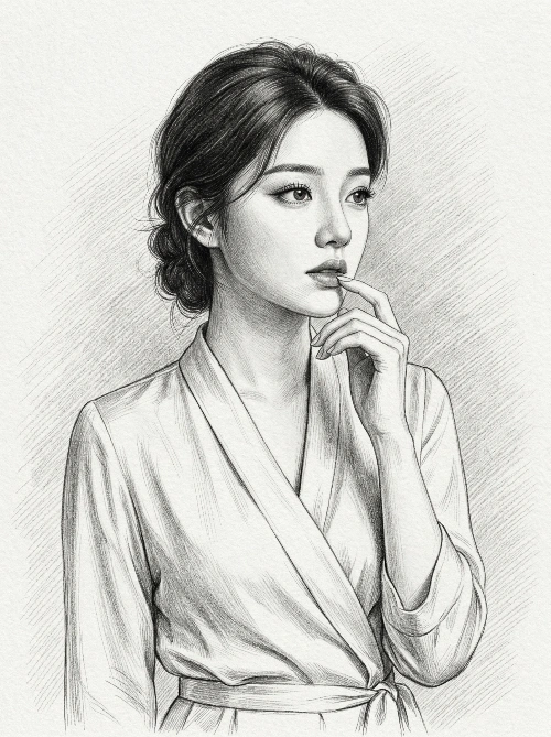 Melancholic B&W Graphite Portrait