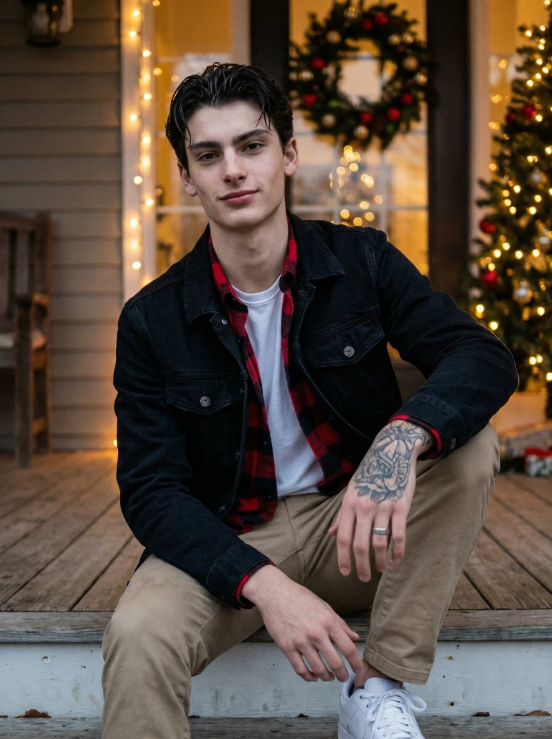 Nano Banana model generation of Cinematic Porch Portrait