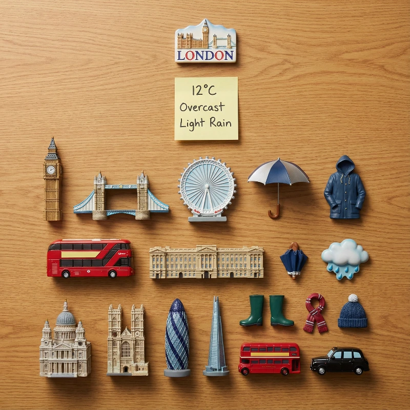 3D London Magnet Knolling, created using a Nano Banana Prompt