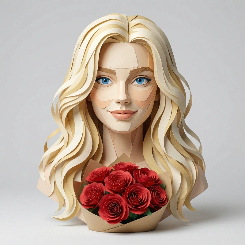 Nano Banana model generation of Paper Sculpture Portrait