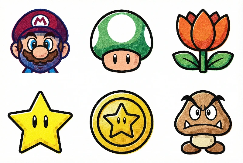 Vibrant Mario Icon Grid