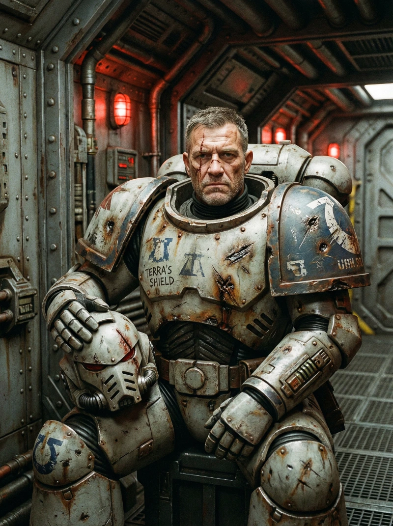 Gritty Space Marine Portrait, created using a Nano Banana Prompt