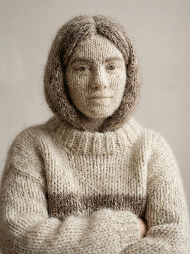 Nano Banana model generation of Knitted Wool Portrait