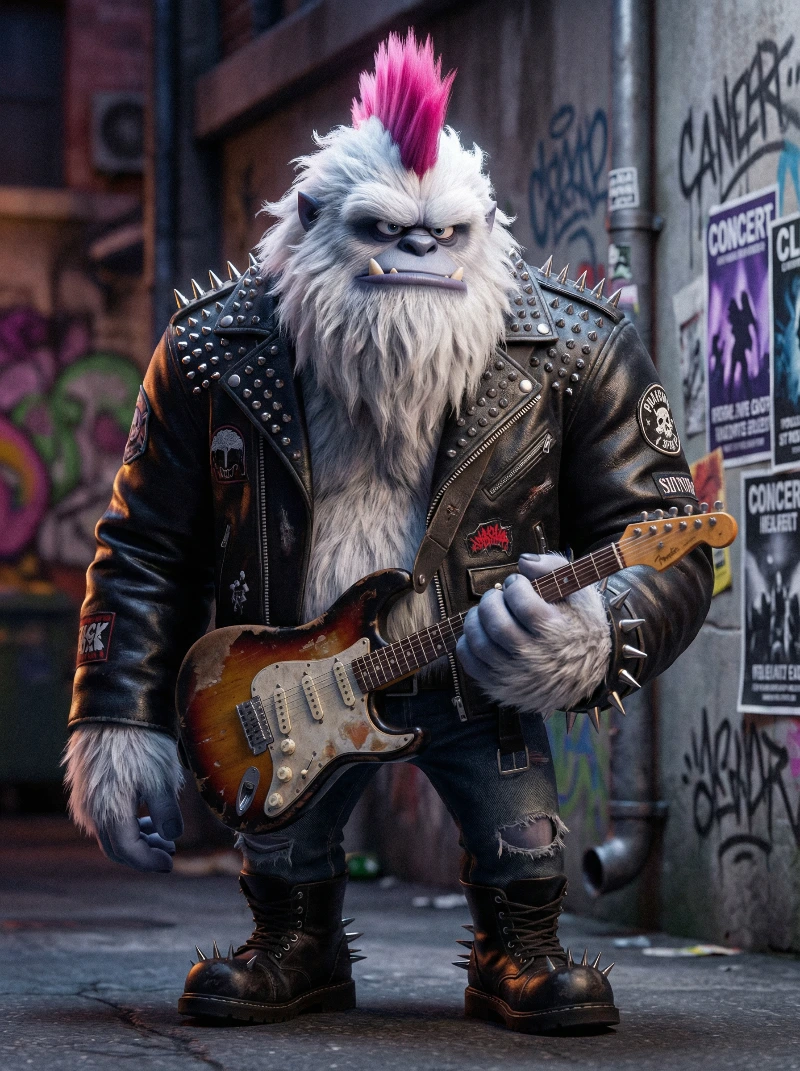 Punk Rock Yeti 3D, created using a Nano Banana Prompt