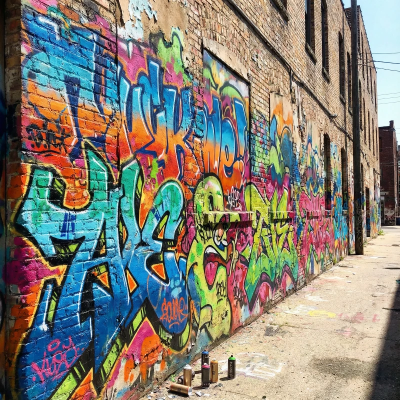 Nano Banana model generation of Vibrant Graffiti Brick