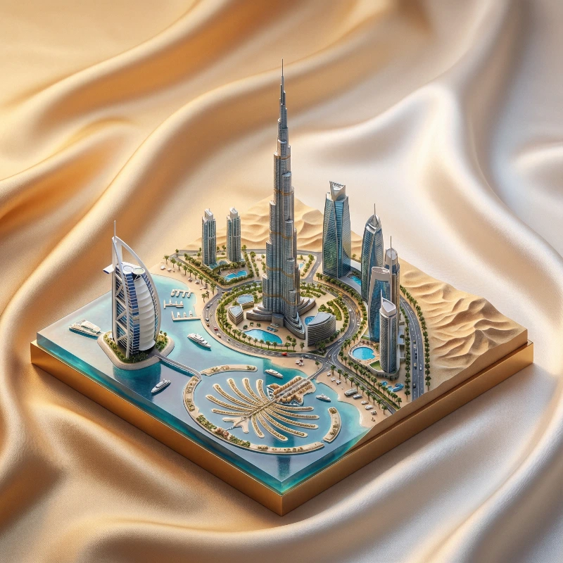 Nano Banana model generation of Isometric Dubai Mini Scene