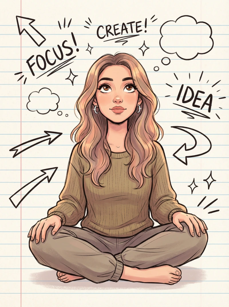 Thoughtful Woman Comic Sketch, created using a Nano Banana Prompt