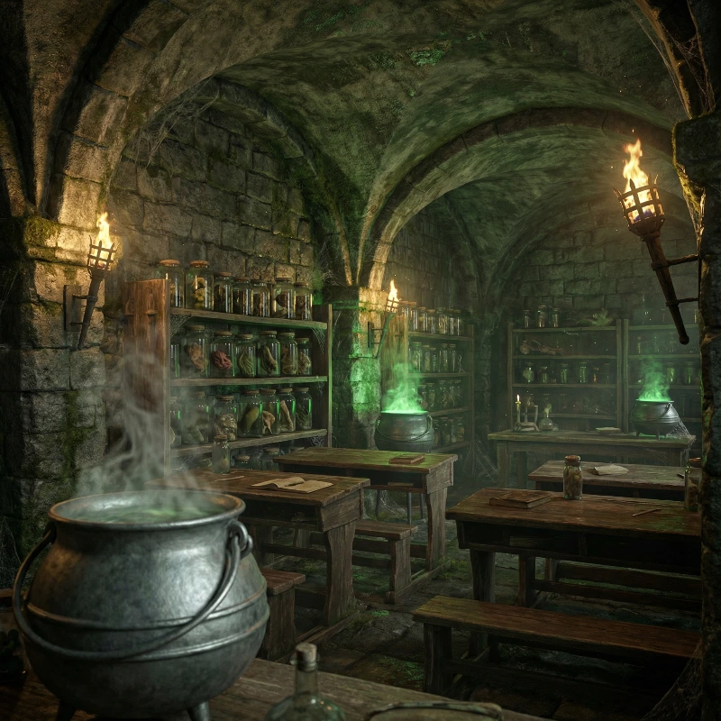 Nano Banana model generation of Mystic Dungeon Classroom