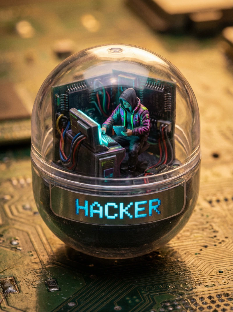 Cyberpunk Hacker Gashapon Diorama, created using a Nano Banana Prompt