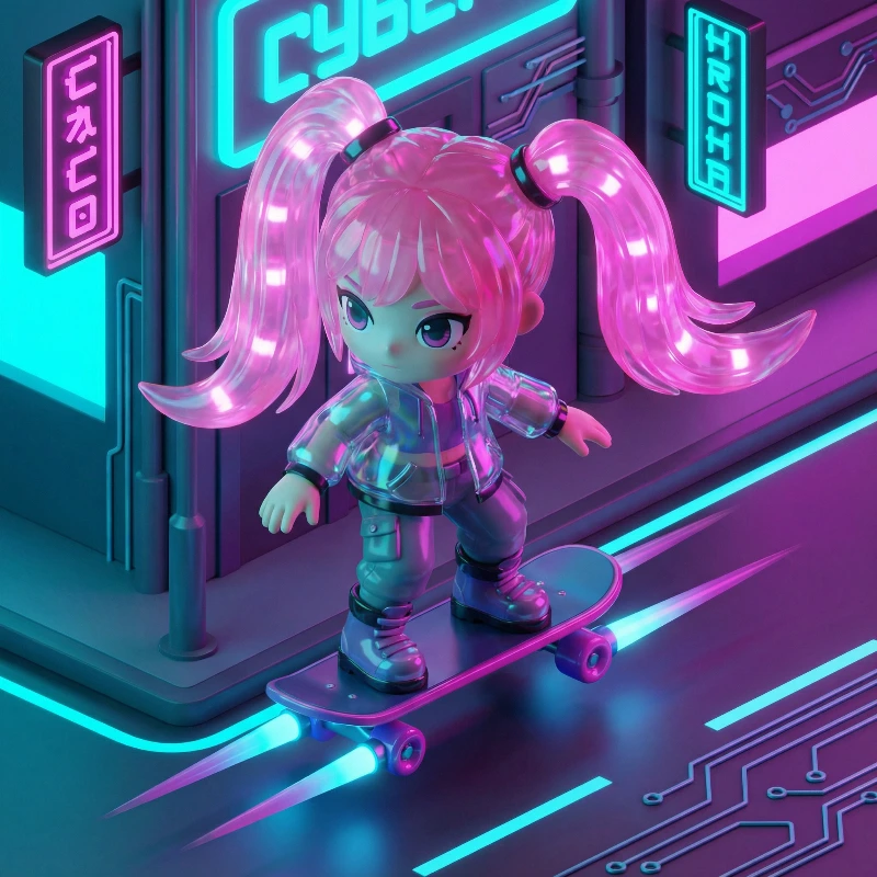 Cyberpunk Chibi Skater Girl