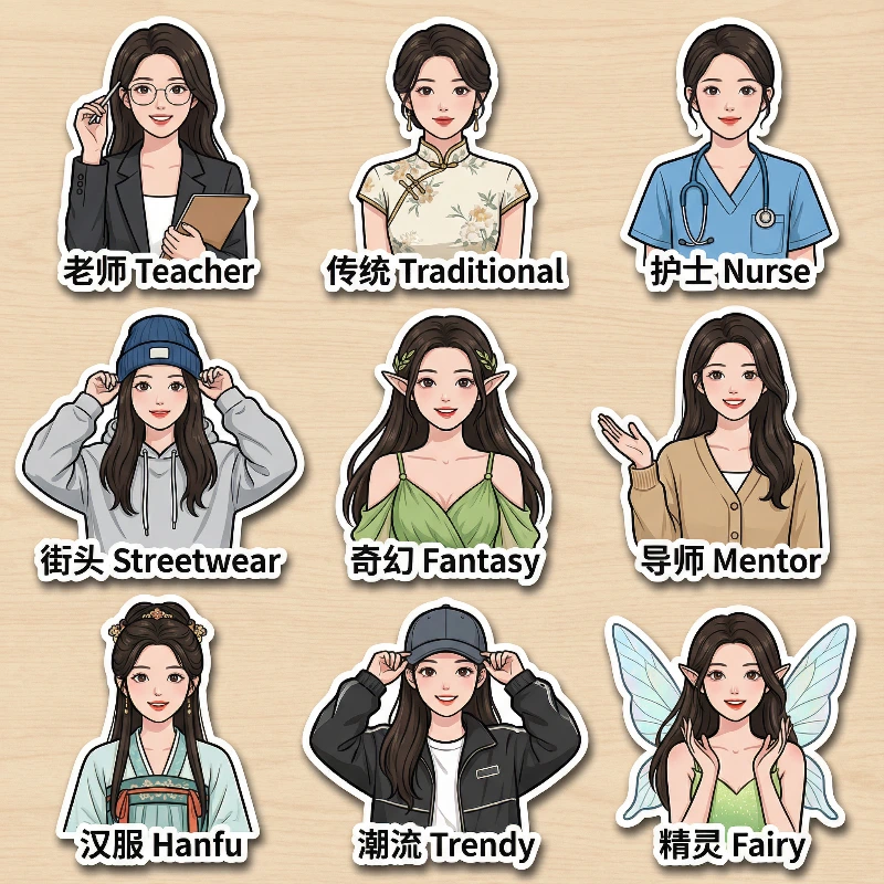 Nano Banana model generation of Vibrant Fashion Sticker Pack