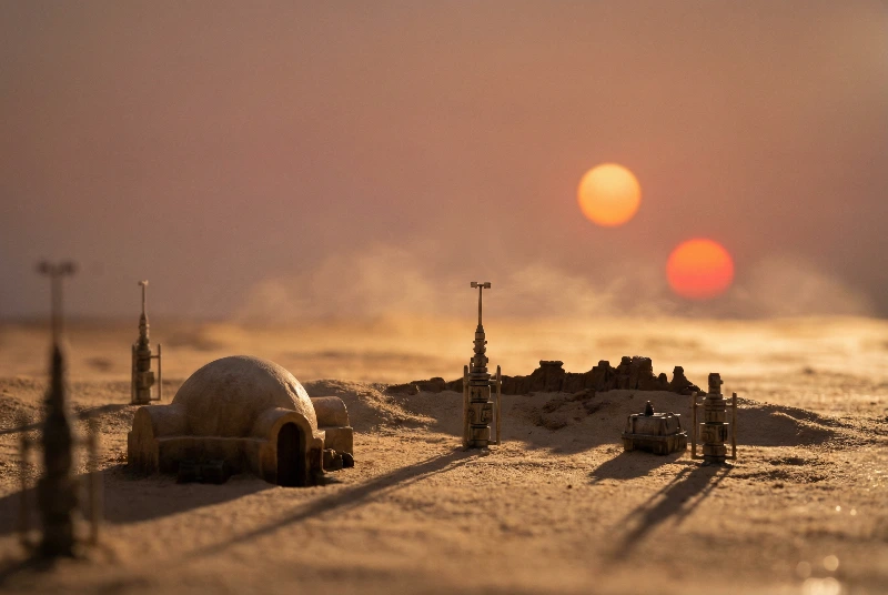 Tilt-Shift Twin Suns Miniature, created using a Nano Banana Prompt